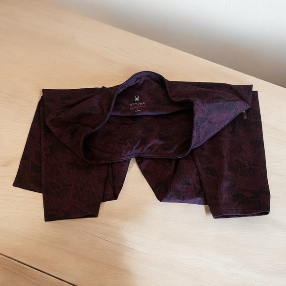 SPYDER High Waisted Printed Leggings Wine Camouflage Print Large Workout BAL… - Picture 9 of 14